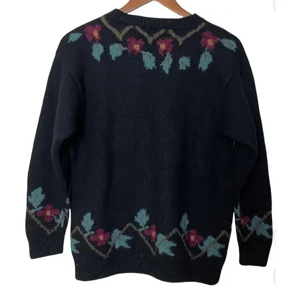 VTG charter Club Wool Hand Knit Quail Hunting Sweater Western Equestrian Ralph